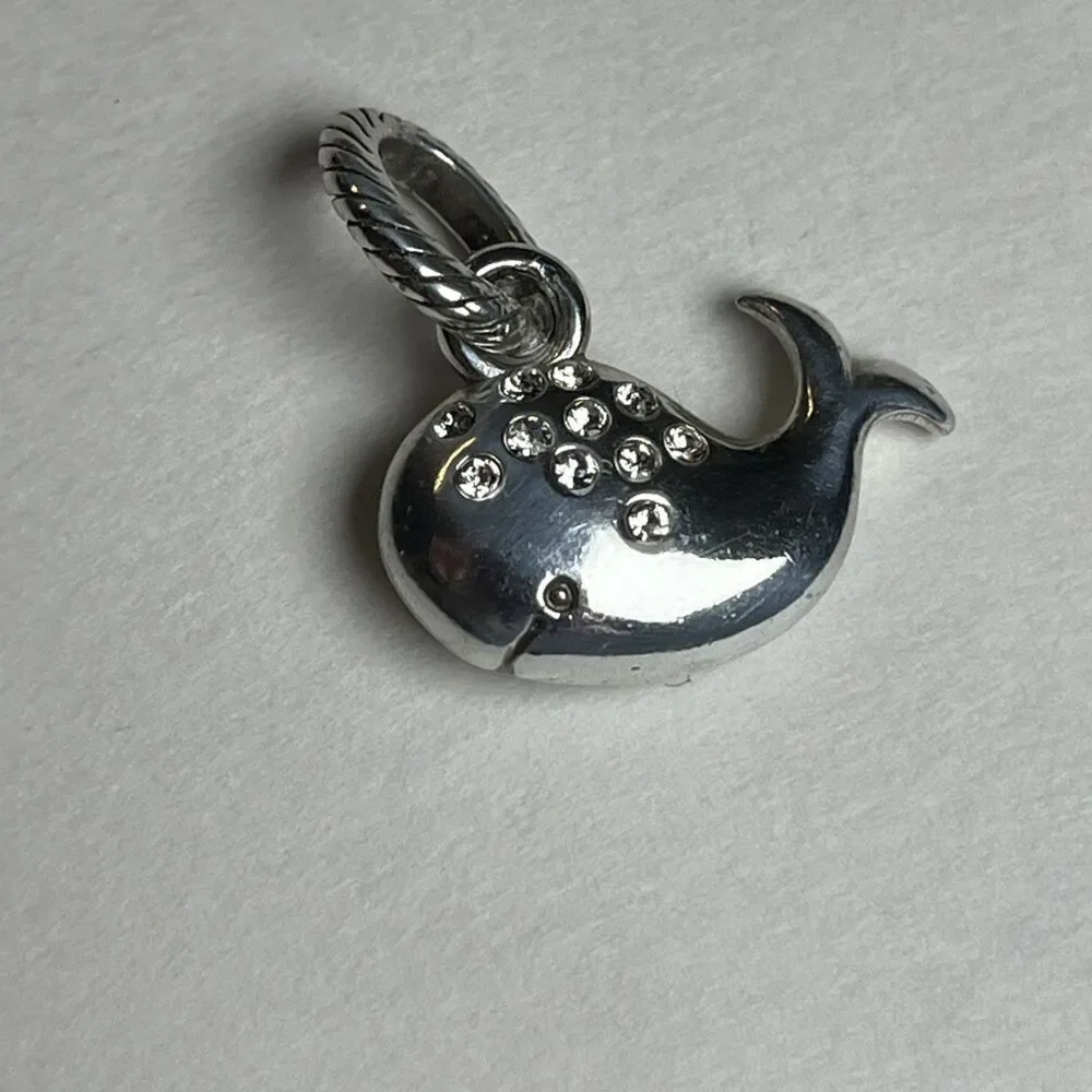 Brighton Humphrey Whale Charm Silver Plate With White Crystal